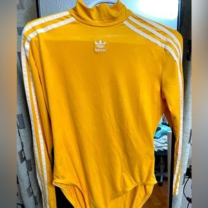 Vintage long sleeve suede yellow adidas bodysuit